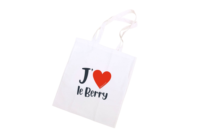 Tote-bag blanc en coton "J'aime le Berry"
