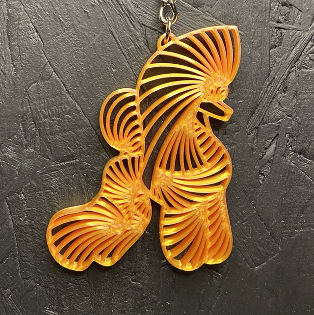 3D - Keychain Poodle Puppy Orange Gold