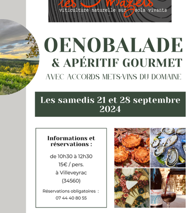 Œnobalade et apéritif gourmet SAMEDI 28/09 de 10h30 à 12h30