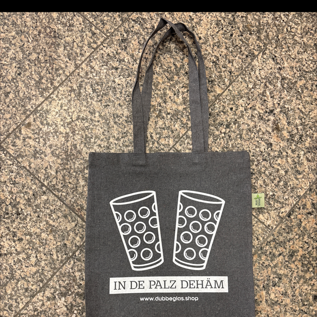 Dubbeglas Baumwolltasche in de Palz dehäm 