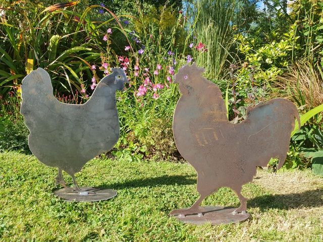 Hen and Cockerel Silhouettes 