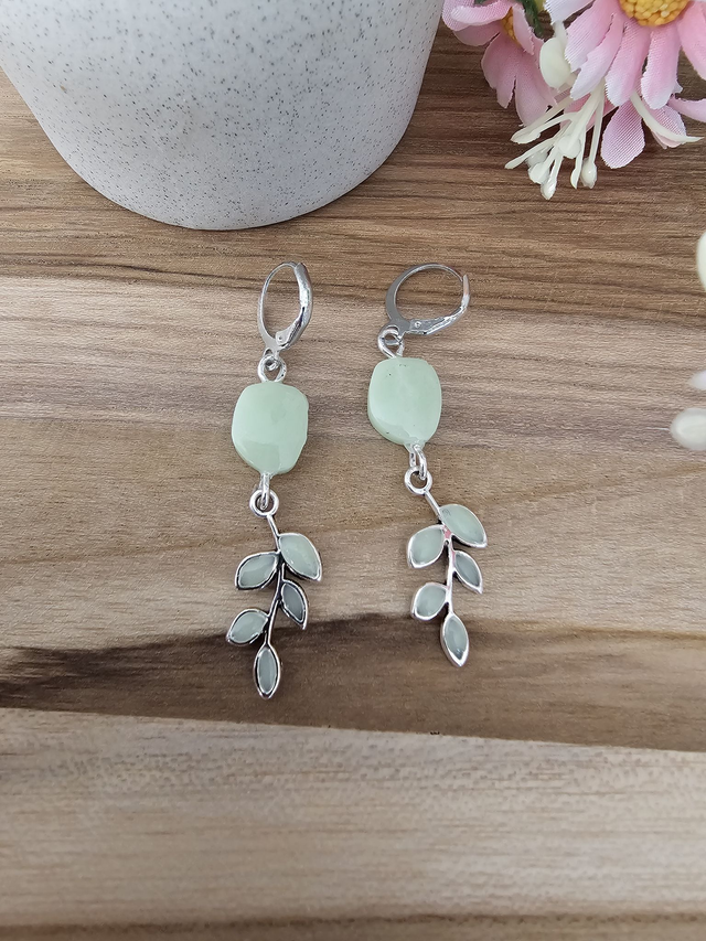 🎨Éclat de Douceur -&quot;Brise Pastel&quot;– Boucles Feuillage en vert Pastel🎨