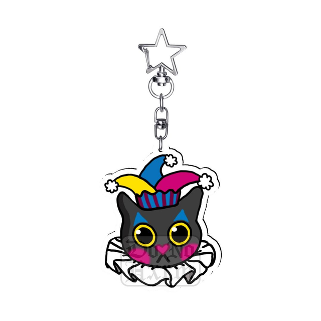 Clown Cat Acrylic Keyring