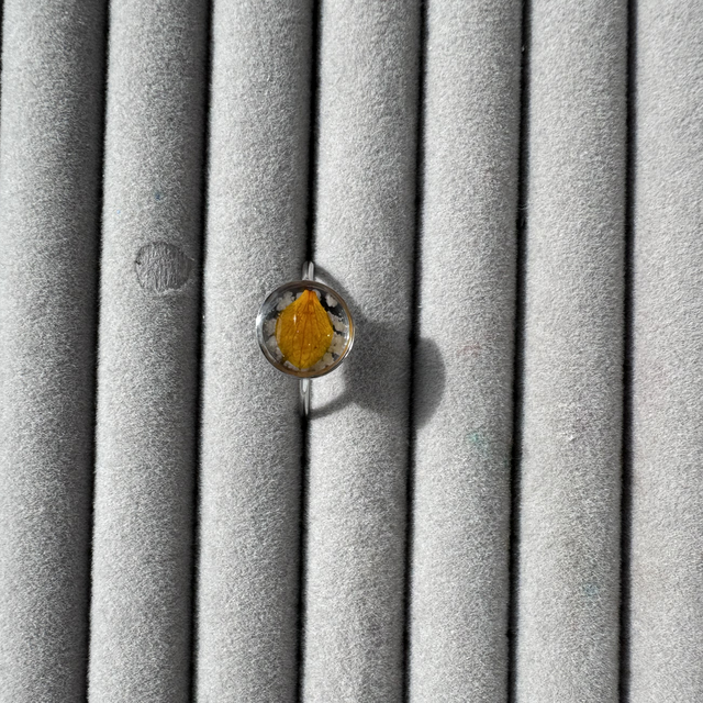 Yellow petal Silver Ring