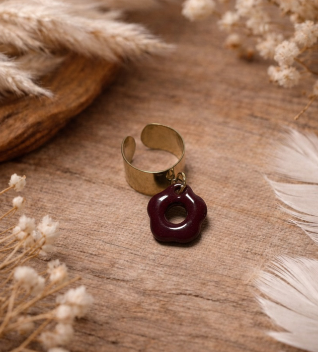 Doré 10mm Pampille Bordeaux