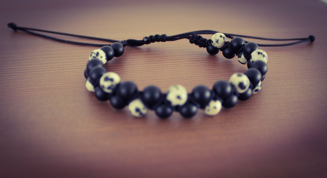 BRACELET AGATE JASPE DALMATIEN