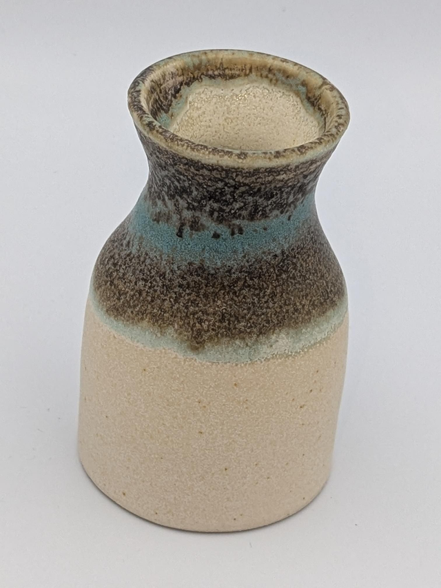 Turquoise and light oatmeal bud vase 