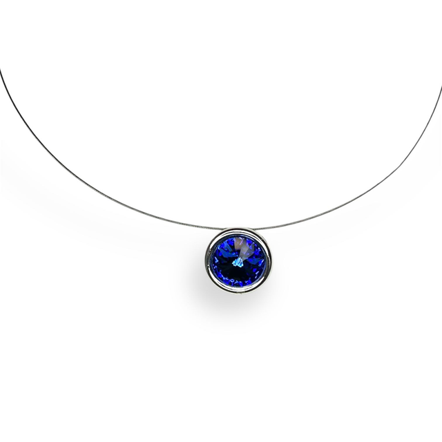 Anhänger RIVOLI ROLL 12 an Edelstahlreifen Sapphire, Blau