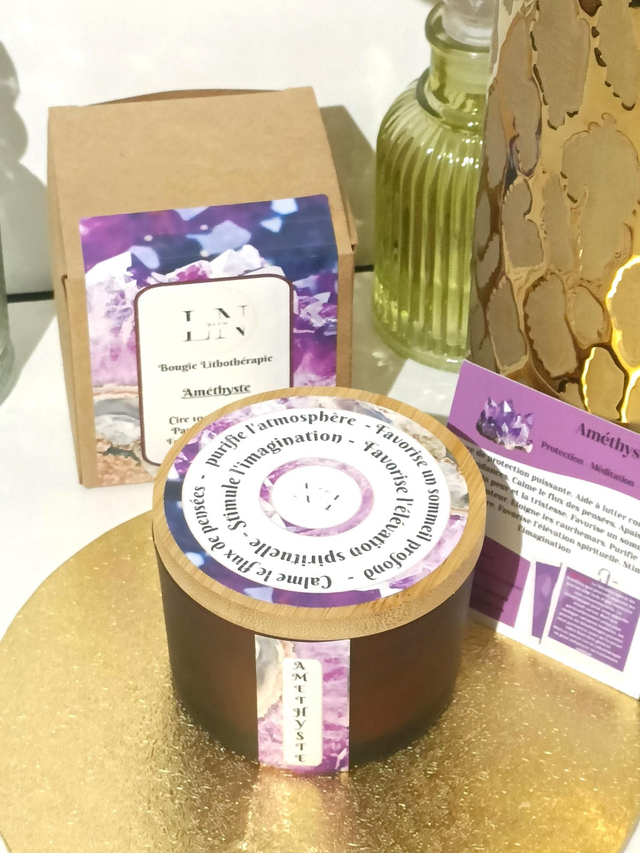 Bougie Lithothérapie Améthyste