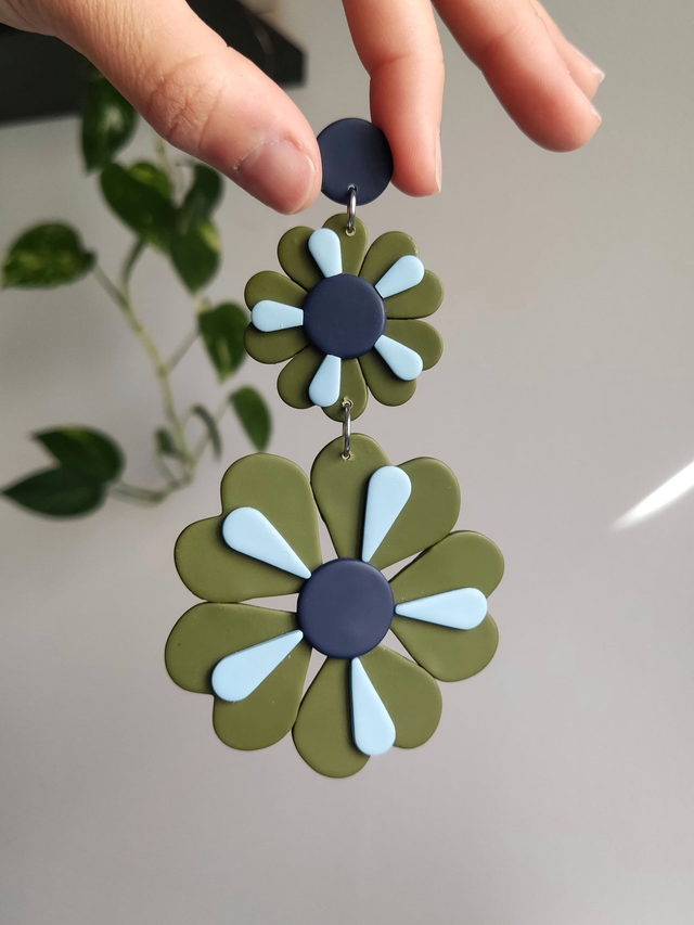 Groovy flowers maxi verde caqui