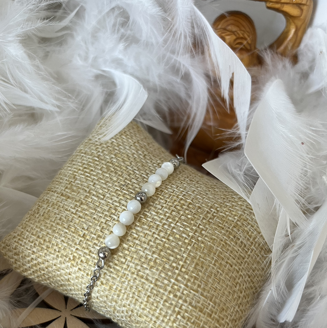 Bracelet chaînette nacre 4mm