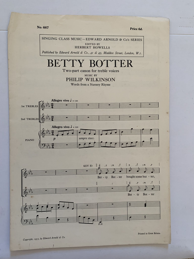 Betty Botter Sheet Music for Treble Voices