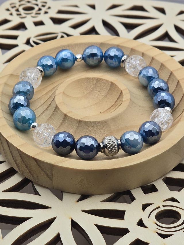 Bracelet Agate et Cristal de roche 1 cm 