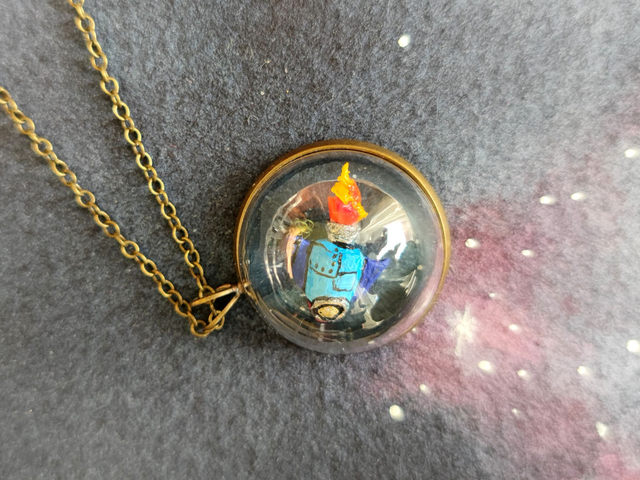 Retro comic rocket - Miniature Jewelry - One of a kind Diorama Art