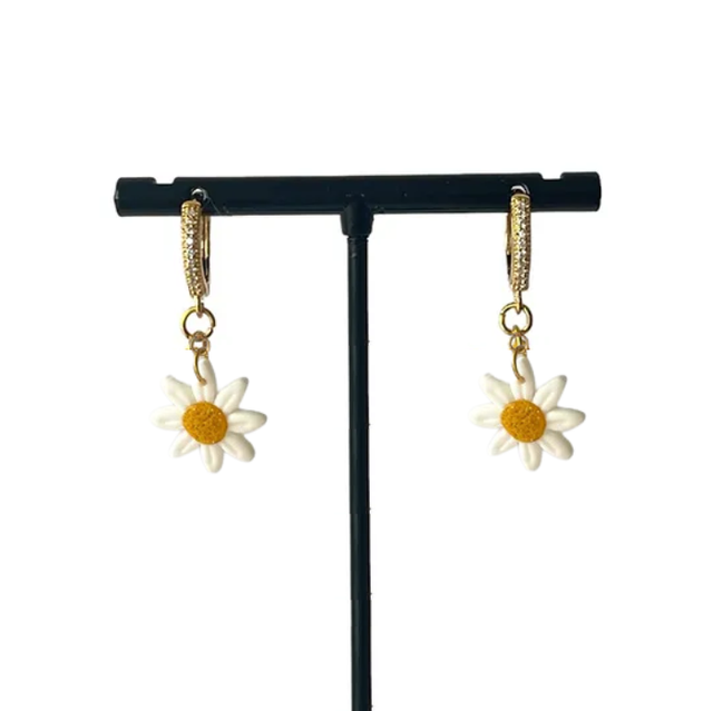 Daisy hoop dangles
