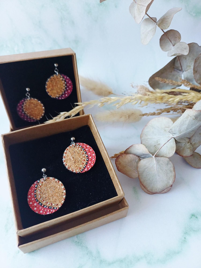 " Lune " Boucles d'oreilles liège 