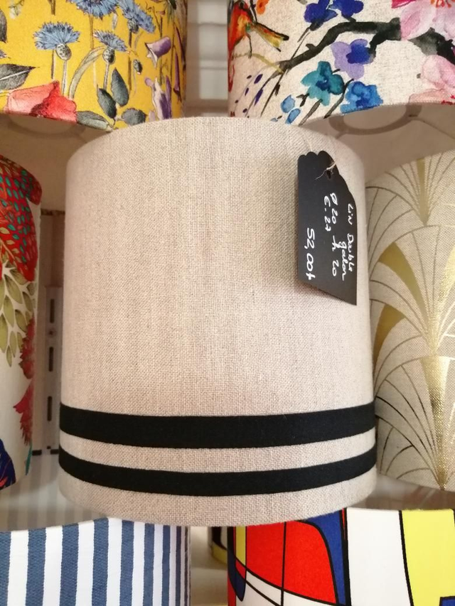 Abat-jour diam 20 cm lin et double galons