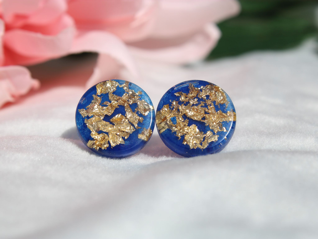 Ohrstecker royal blau gold rund