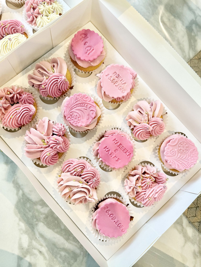 Pink Rokha Engagement Cupcakes