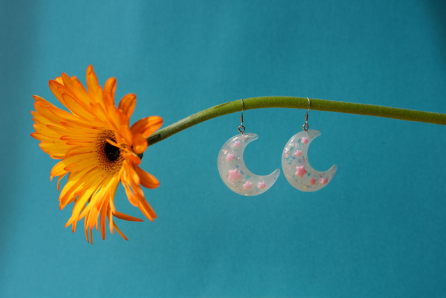 Clear Moon Earrings