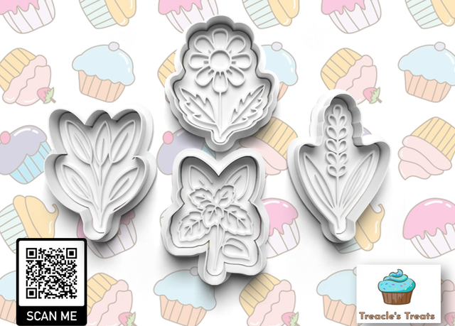 Herbs Fondant/cookie stamps with cutters