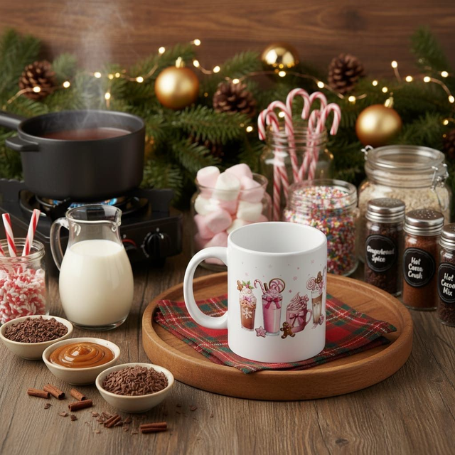 Pink Christmas Drinks Mug