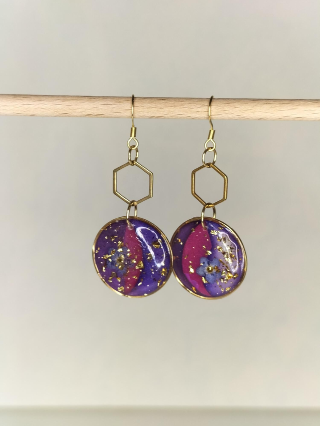 Boucles d'oreilles pendantes rondes œil de chat 