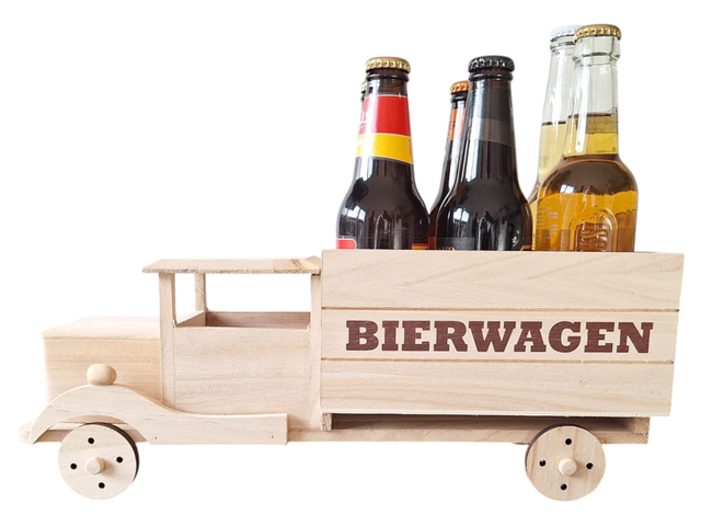 Houten Bierwagen – excl. flesjes, ruimte voor 6 stuks