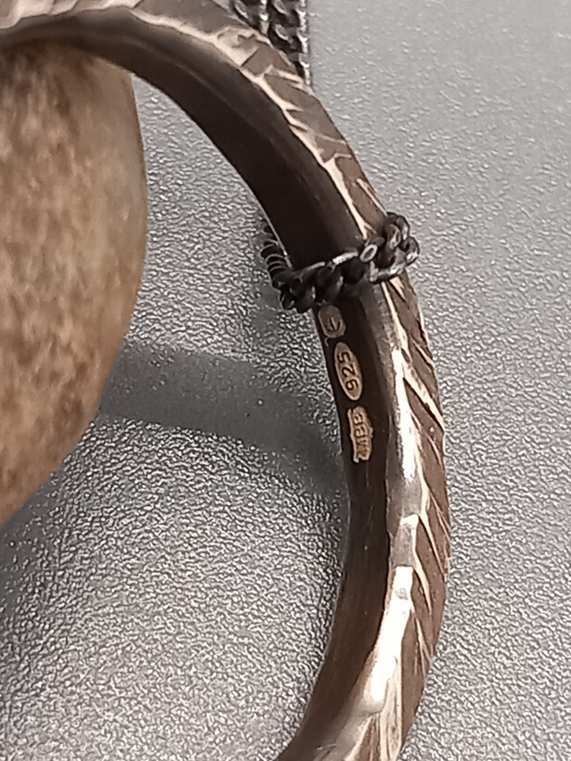 Darkened Sterling Silver Hammered Ring Necklace