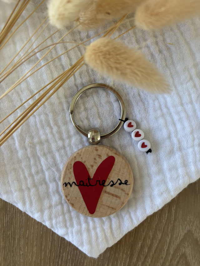 Porte-clés coeur - Maîtresse 