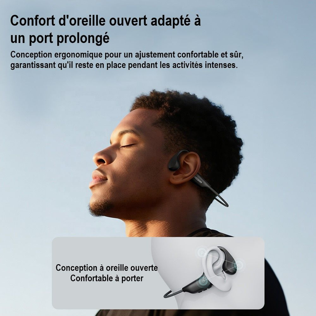 Langsdom IPX8 BE20 Casque Noir à conduction osseuse mémoire de 16 Go