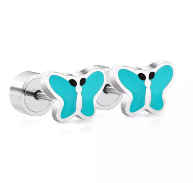 Turquoise Butterfly Mini Comfort Back Studs
