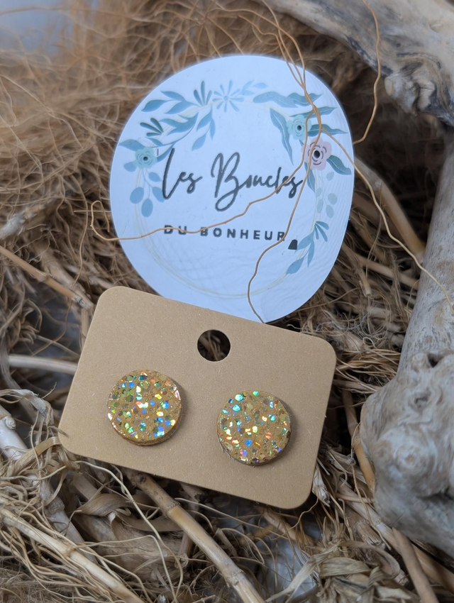 Boucles d&#039;oreilles puces doré pu055