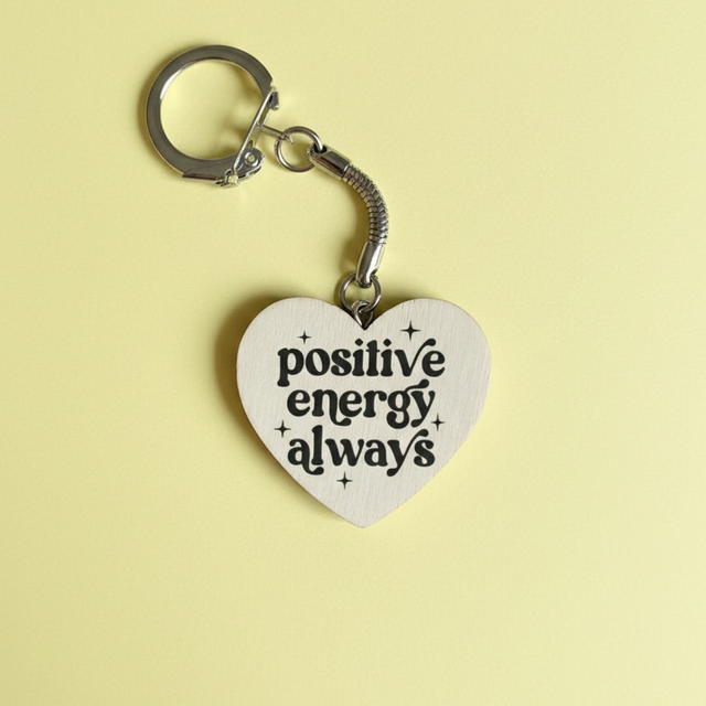 Porte clés coeur Positive energy always