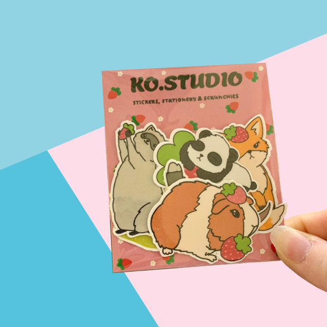 ANIMALS with STRAWBERRY sticker pack