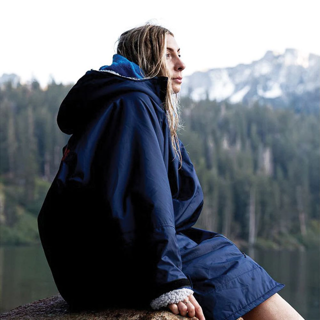 Dryrobe Navy Blue Grey - Long Sleeve Changing Robe