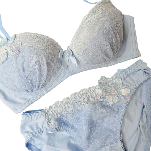 Baby blue cinnamoroll lace bra + underwear set