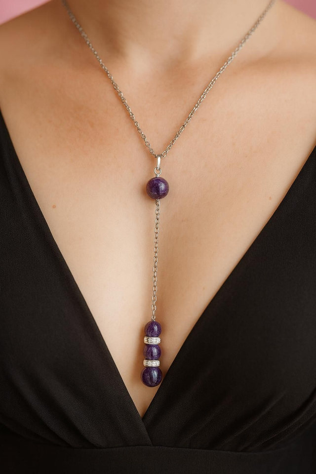 Collier descente améthyste - Paix intérieure & Protection