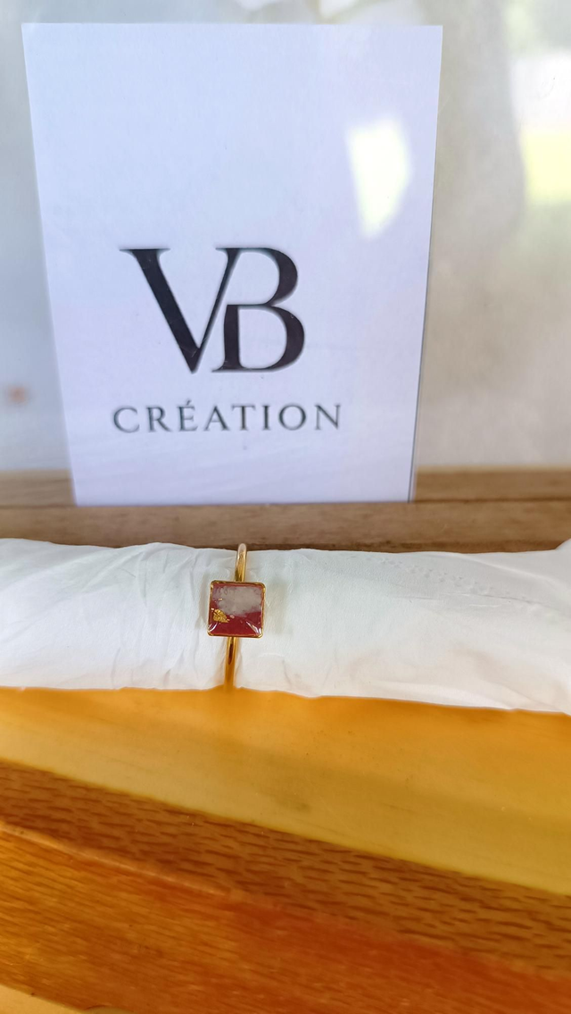 Bague carrée bordeau rose 6mm