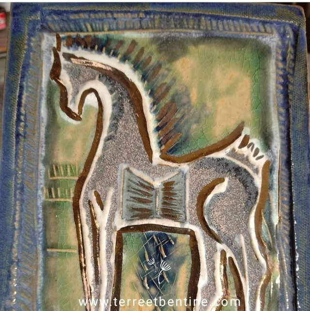 Le cheval de Dali  - bleu &amp; OR