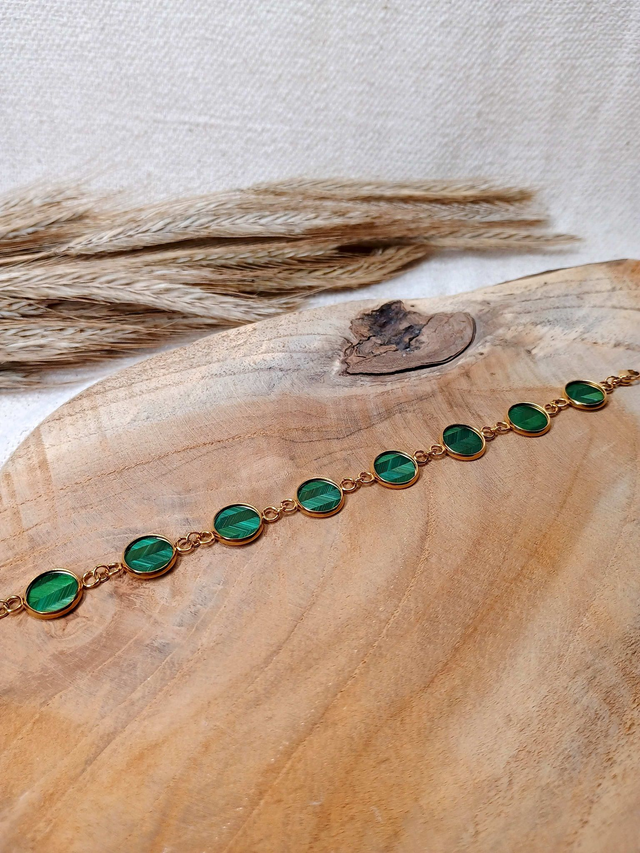 Bracelet Multi-cabochon Chevron Vert jungle