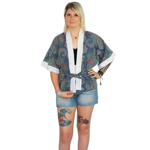 Kimono Ethnique Bleu Taille Unique