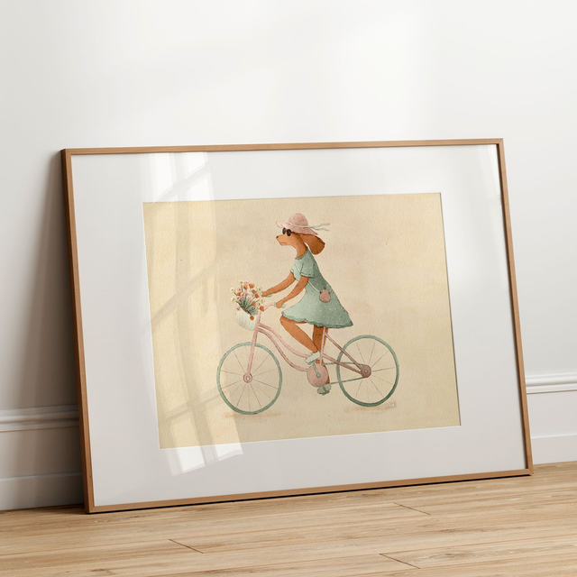 Affiche Chien à vélo