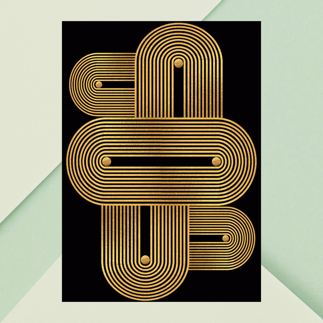 Golden Rhythm – Minimalist Geometric Wall Art / Rythme Doré – Art Mural Géométrique Minimaliste ( Serie 3 )