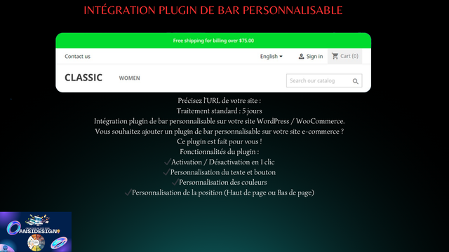 Intégration plugin de bar personnalisable