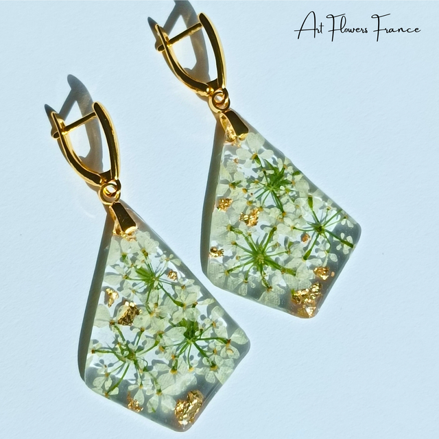 Boucles d'oreilles fleur de la carotte sauvage 