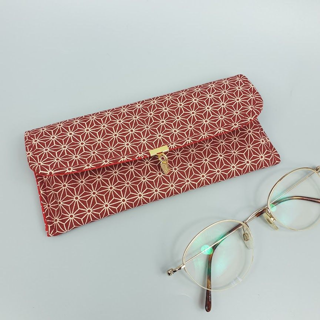 Étuis à lunettes sur mesure "Asanoha" rouge
