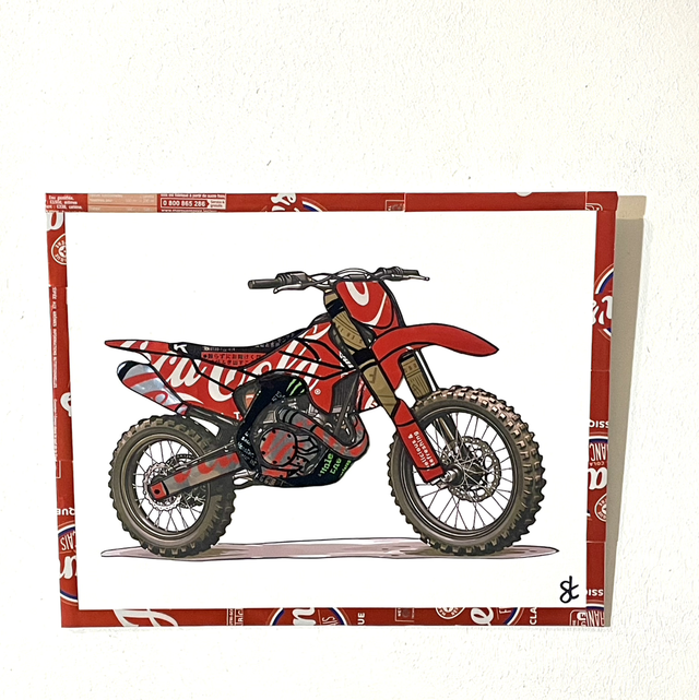 Tableau Motocross style KTM réalisé avec des canettes recyclées 