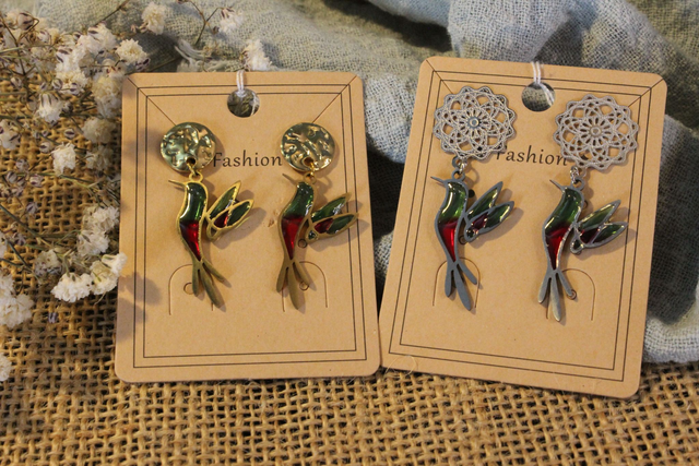 Boucles d'oreilles colibris multicolores