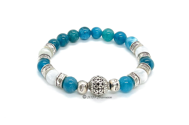 Bracelet Apatite bleue et Pierre de Lune 